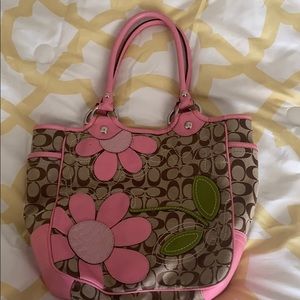 Coach pink flower tote